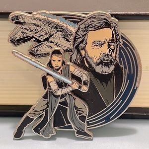 Disney Star Wars Collectible Pin Two Layer Rey Luke Skywalker Millennium Falcon